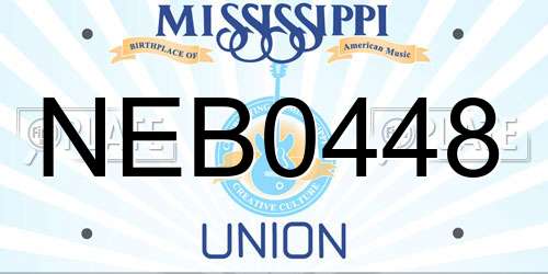 NEB0448 Mississippi License Plate