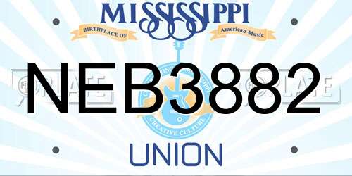 NEB3882 Mississippi License Plate