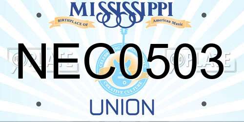 NEC0503 Mississippi License Plate