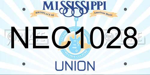 NEC1028 Mississippi License Plate