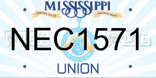 NEC1571 Mississippi License Plate
