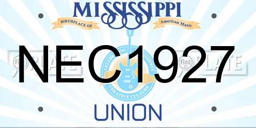 NEC1927 Mississippi License Plate