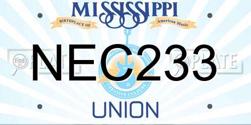 NEC233 Mississippi License Plate