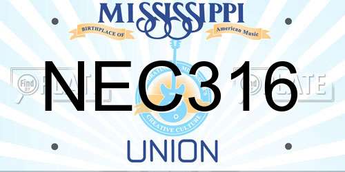 NEC316 Mississippi License Plate