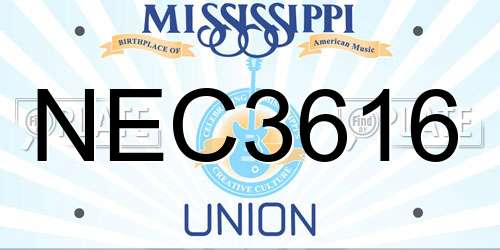NEC3616 Mississippi License Plate