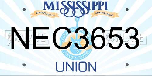 NEC3653 Mississippi License Plate