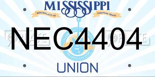 NEC4404 Mississippi License Plate