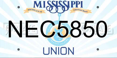 NEC5850 Mississippi License Plate