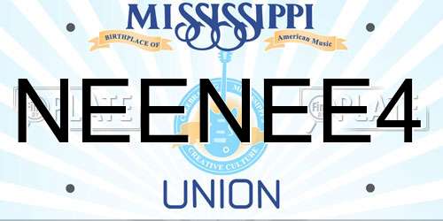 NEENEE4 Mississippi License Plate