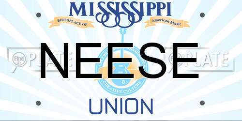 NEESE Mississippi License Plate