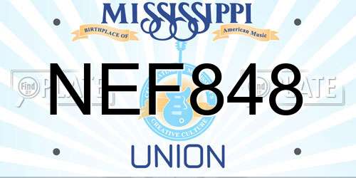 NEF848 Mississippi License Plate