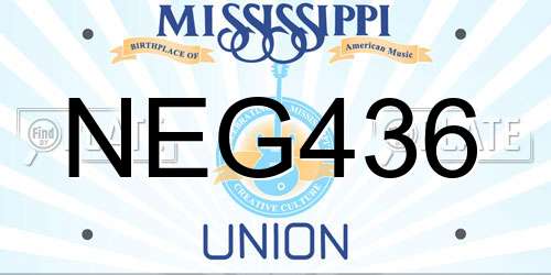 NEG436 Mississippi License Plate