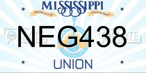 NEG438 Mississippi License Plate