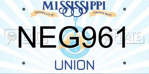 NEG961 Mississippi License Plate