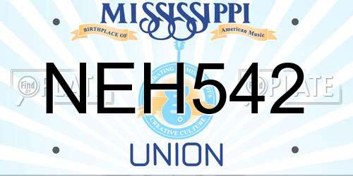 NEH542 Mississippi License Plate