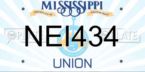 NEI434 Mississippi License Plate