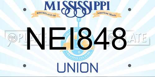 NEI848 Mississippi License Plate