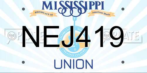 NEJ419 Mississippi License Plate