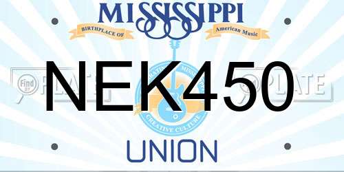 NEK450 Mississippi License Plate