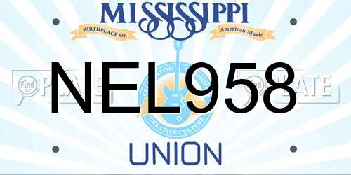NEL958 Mississippi License Plate