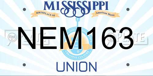 NEM163 Mississippi License Plate