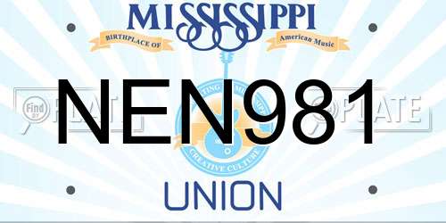 NEN981 Mississippi License Plate