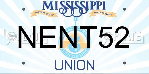 NENT52 Mississippi License Plate
