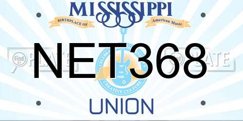 NET368 Mississippi License Plate