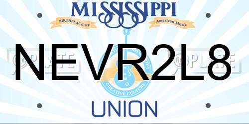 NEVR2L8 Mississippi License Plate