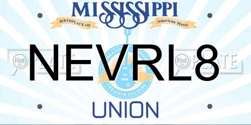 NEVRL8 Mississippi License Plate