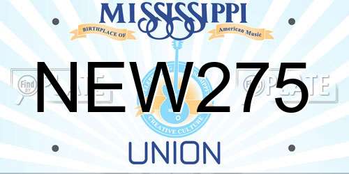 NEW275 Mississippi License Plate