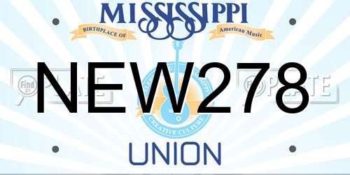 NEW278 Mississippi License Plate