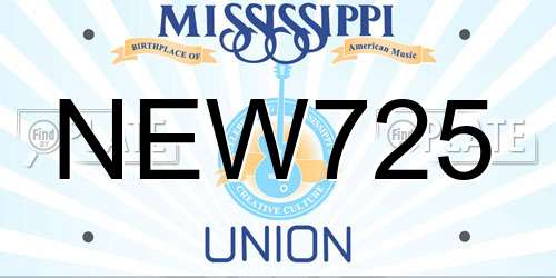 NEW725 Mississippi License Plate