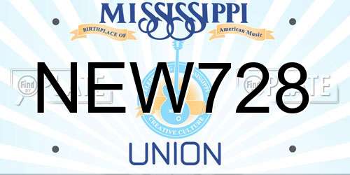 NEW728 Mississippi License Plate