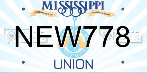 NEW778 Mississippi License Plate