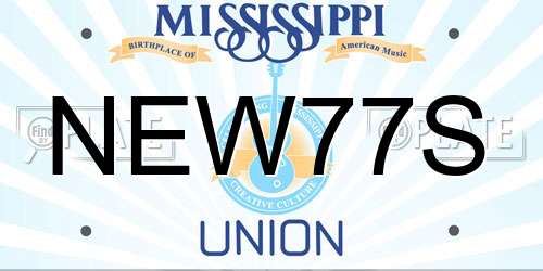 NEW77S Mississippi License Plate
