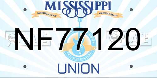 NF77120 Mississippi License Plate