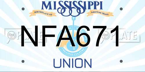 NFA671 Mississippi License Plate
