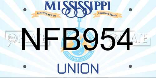 NFB954 Mississippi License Plate