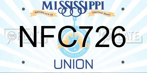 NFC726 Mississippi License Plate