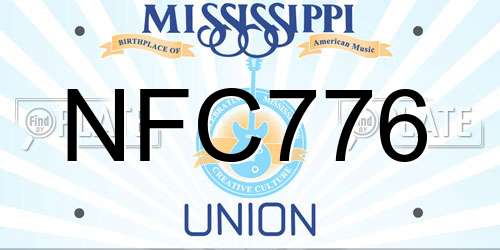 NFC776 Mississippi License Plate