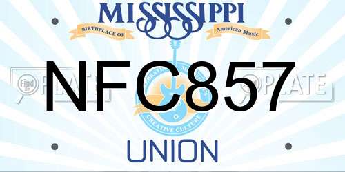 NFC857 Mississippi License Plate