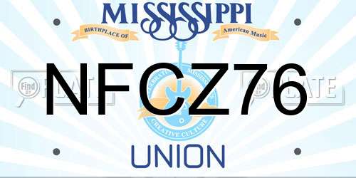 NFCZ76 Mississippi License Plate