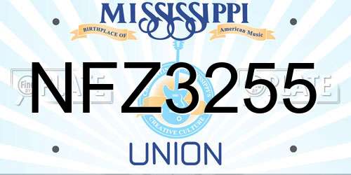 NFZ3255 Mississippi License Plate