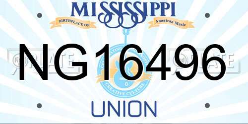NG16496 Mississippi License Plate