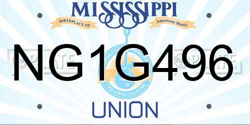 NG1G496 Mississippi License Plate