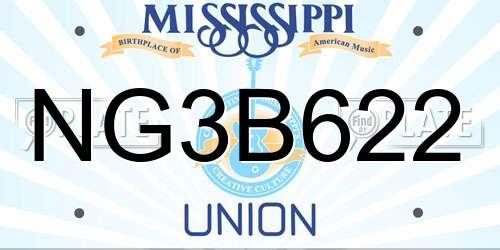 NG3B622 Mississippi License Plate