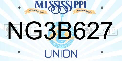NG3B627 Mississippi License Plate