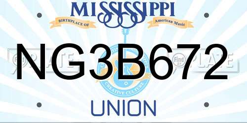 NG3B672 Mississippi License Plate