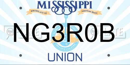 NG3R0B Mississippi License Plate